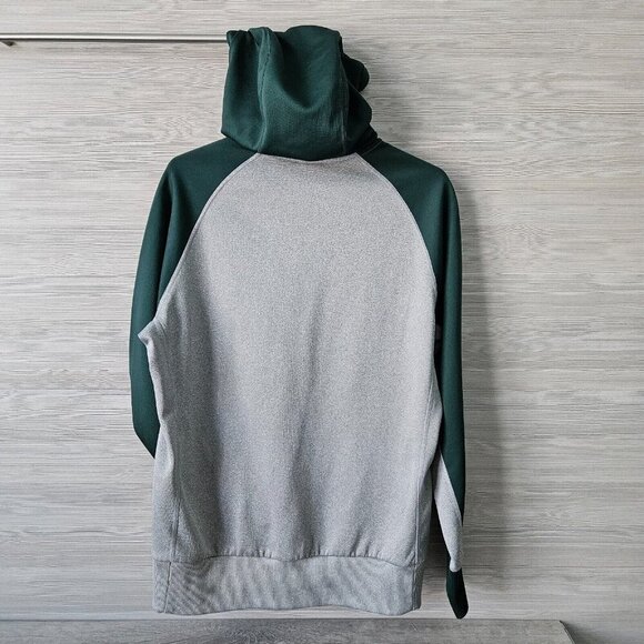 Nike Therma Fit Hoodie Mens L Michigan State Spartans Gray Green Raglan Sleeve - Picture 8 of 16